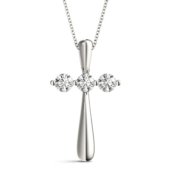 18K White Gold Diamond Religious Cross Pendant