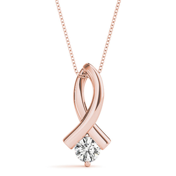 14K Rose Gold Diamond Solitaire Pendant