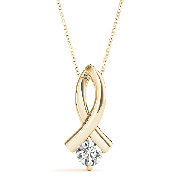 18K Yellow Gold Round Lab Diamond Pendant