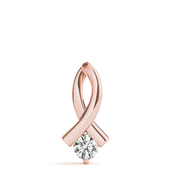 14K Rose Gold Diamond Solitaire Pendant