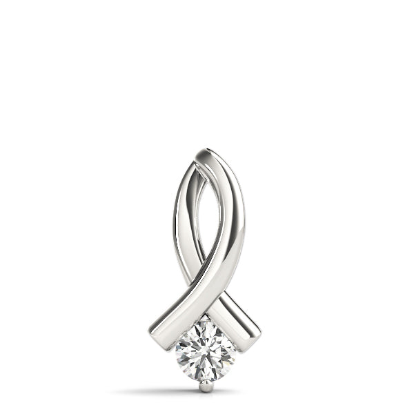 14K White Gold Round Diamond Solitaire Pendant
