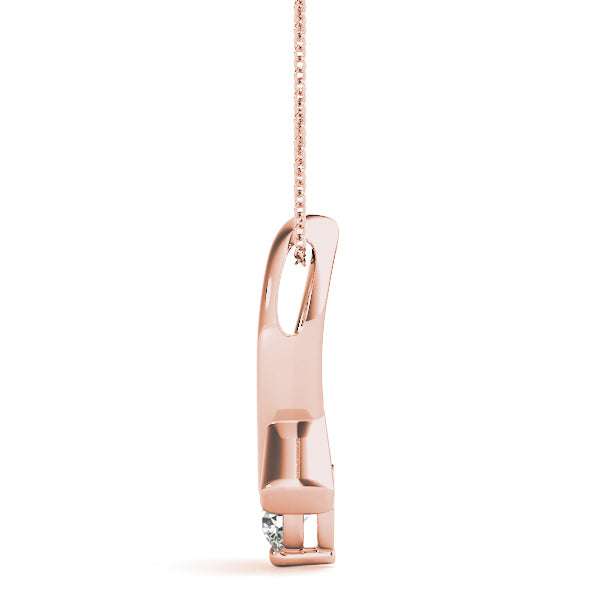 18K Rose Gold Round Diamond Solitaire Pendant