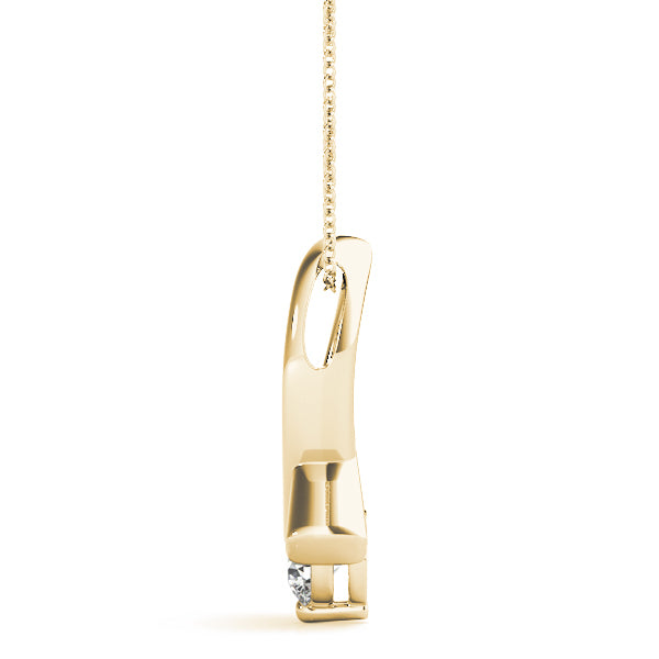 18K Yellow Gold Round Diamond Solitaire Pendant