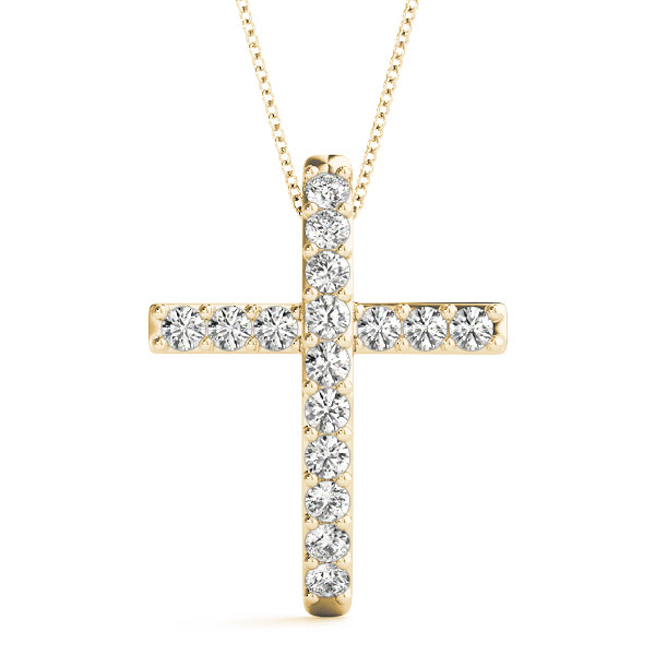 Yellow Gold Diamond Cross Pendant | Religious Jewelry