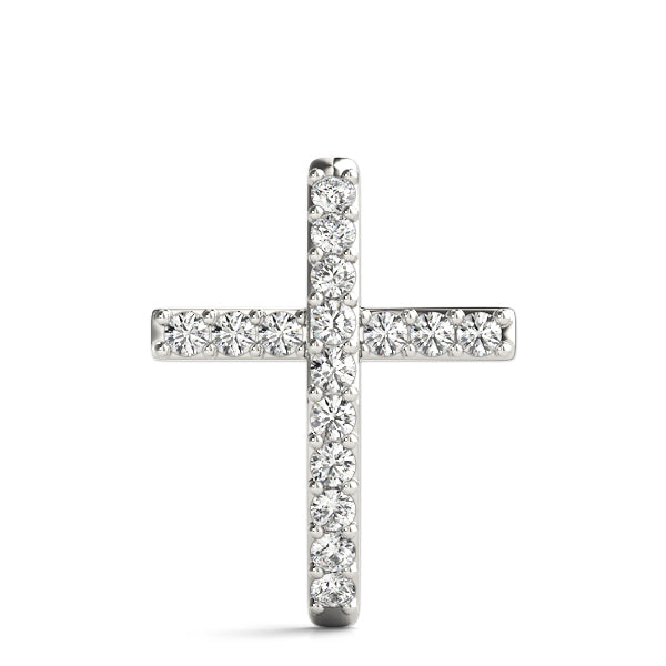 14K White Gold Diamond Cross Pendant Jewelry
