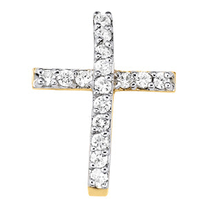 14K White Gold Diamond Cross Pendant