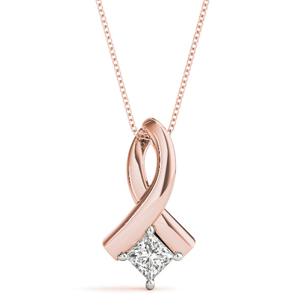 Rose Gold Square Diamond Pendant | Lab Grown