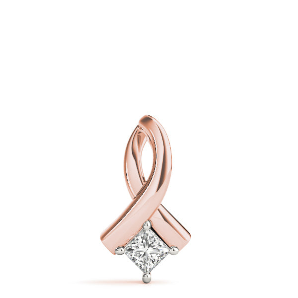 18K Rose Gold Square Diamond Solitaire Pendant