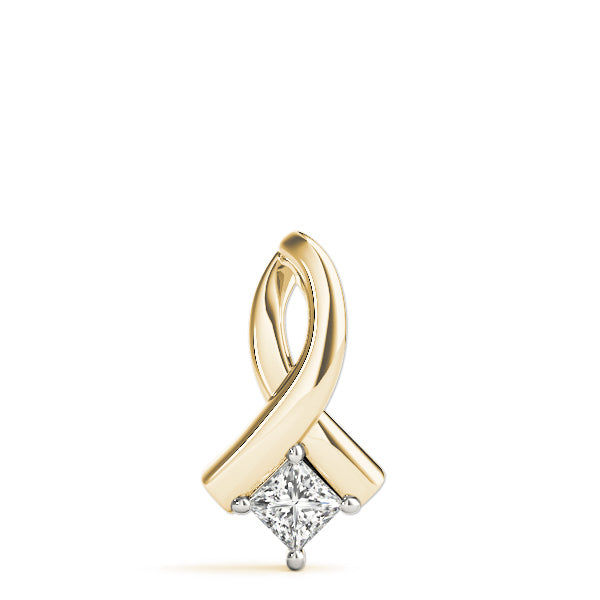 18K Yellow Gold 1/3 CT Square Diamond Pendant
