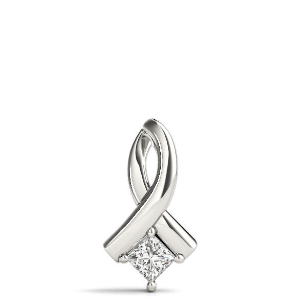 Platinum 1/3 CT Square Diamond Solitaire Pendant