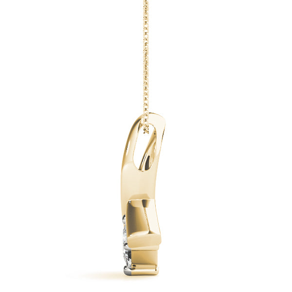 18K Yellow Gold 1/3 CT Square Diamond Pendant