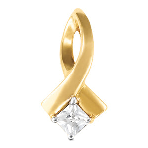 Platinum 1/3 CT Square Diamond Solitaire Pendant