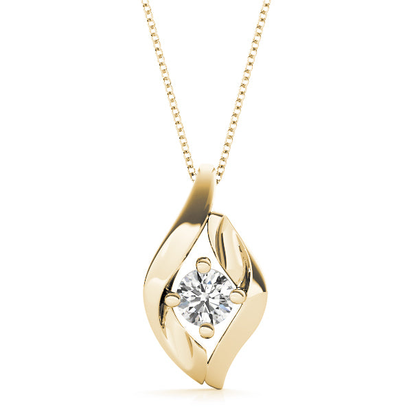 14K Yellow Gold Round Lab Diamond Pendant