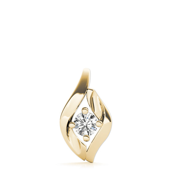 14K Yellow Gold Round Lab Diamond Pendant