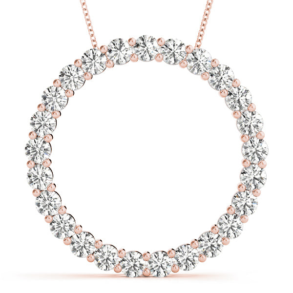 14K Rose Gold Lab Diamond Circle Pendant