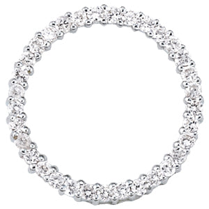 18K White Gold Round Diamond Circle Pendant