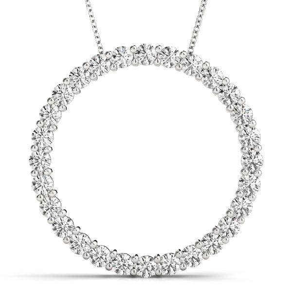 Platinum White Diamond Circle Pendant