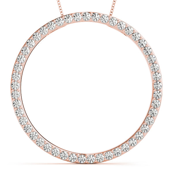14K Rose Gold Multi-Diamond Circle Pendant