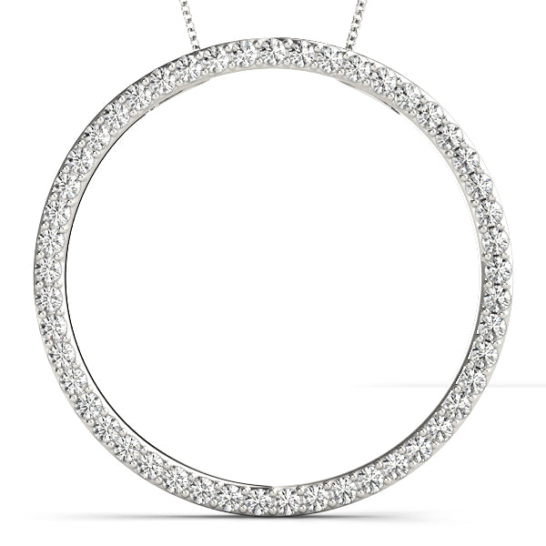 14K White Gold Diamond Circle Pendant