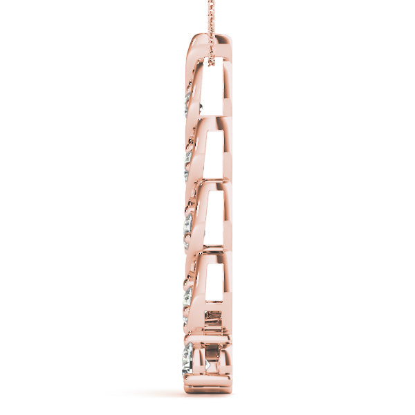Rose Gold 1 CT Diamond Journey Pendant Necklace