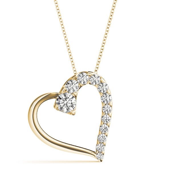 18K Yellow Gold Round Diamond Fashion Pendant Necklace