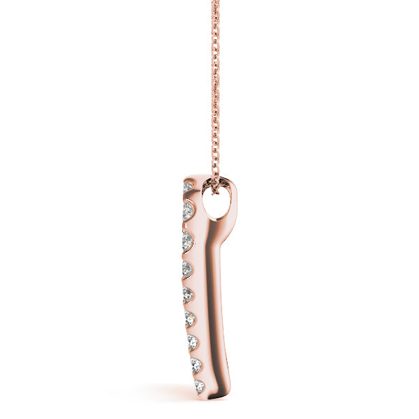 18K Rose Gold Round Diamond Fashion Pendant