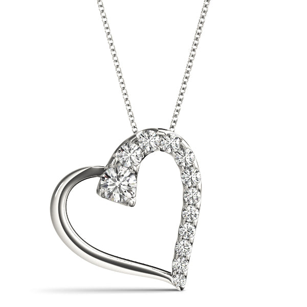 18K White Gold Lab Diamond Heart Pendant