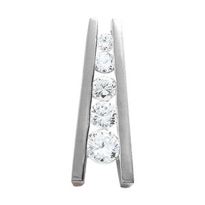 18K White Gold Round Diamond Journey Pendant