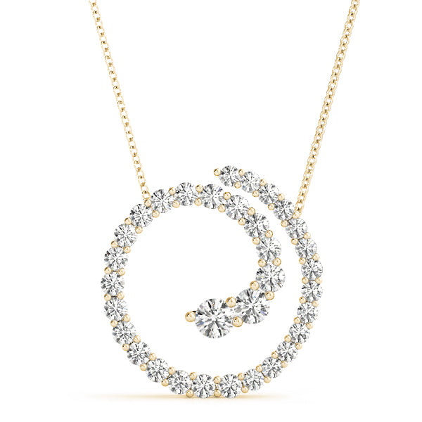 14K Yellow Gold Round Diamond Journey Pendant