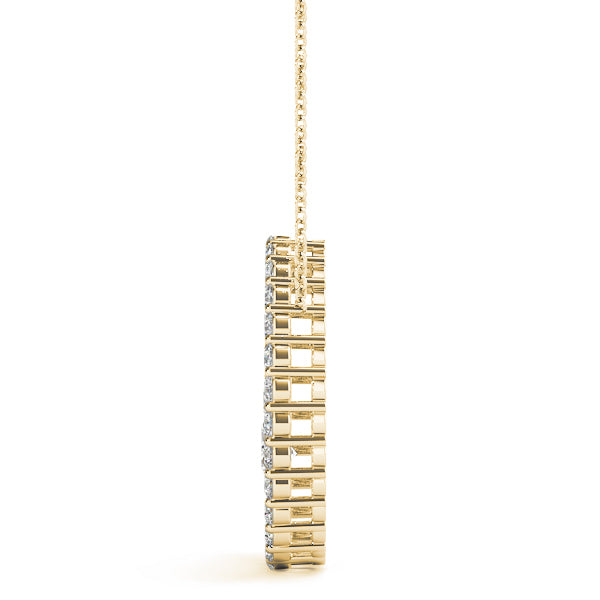 14K Yellow Gold Round Diamond Journey Pendant