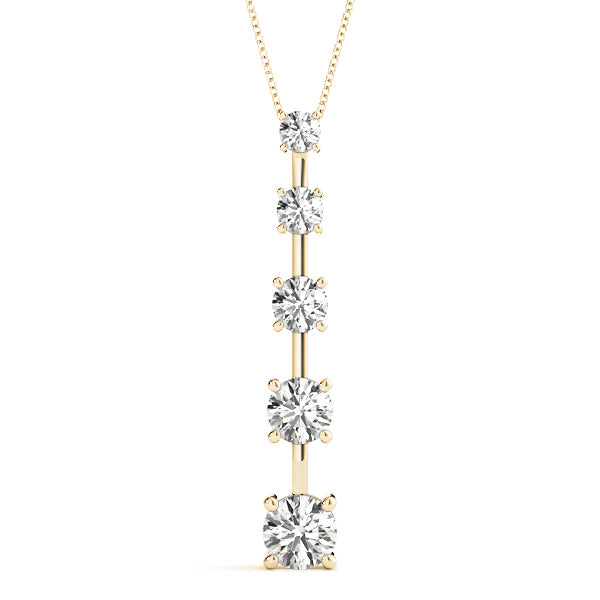 18K Yellow Gold Round Diamond Journey Pendant