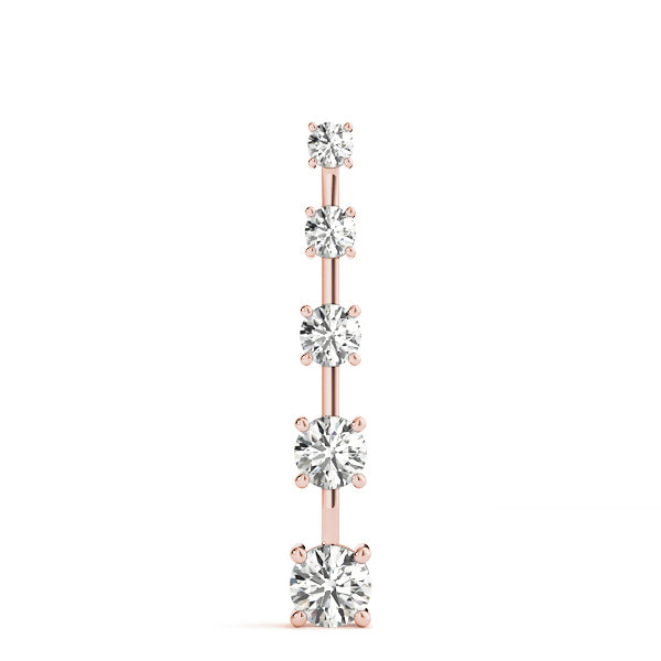 1 CT Rose Gold Round Diamond Journey Pendant