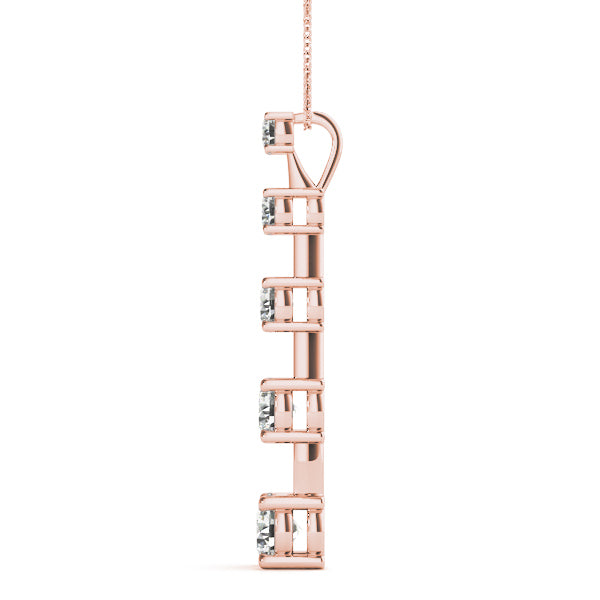 1 CT Rose Gold Round Diamond Journey Pendant