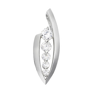 14K White Gold Round Diamond Journey Pendant