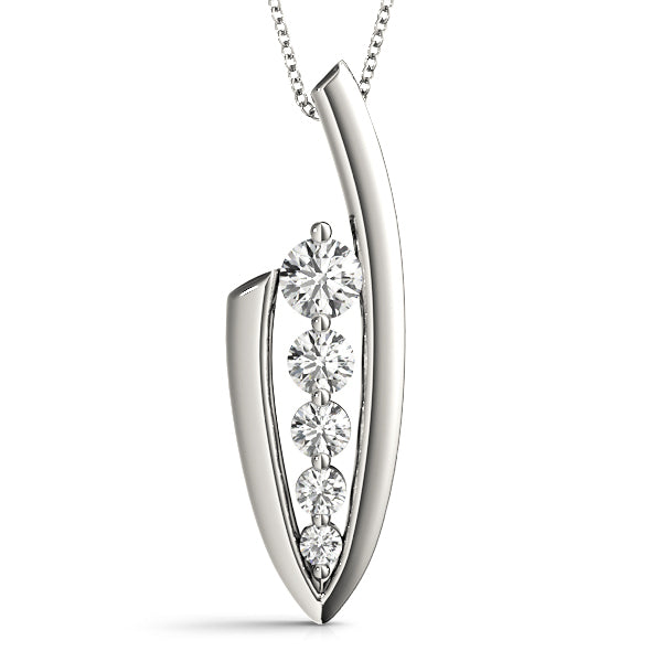 14K White Gold Diamond Journey Pendant