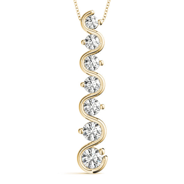 18K Yellow Gold Round Diamond Journey Pendant