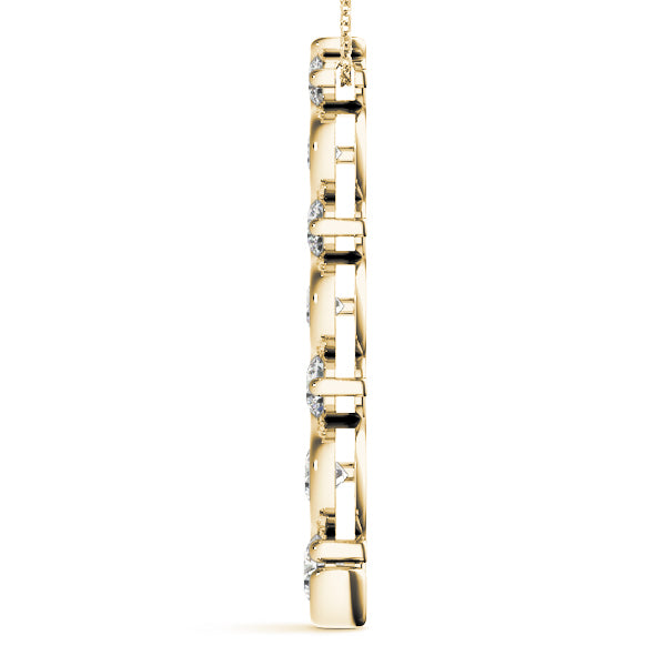 18K Yellow Gold Round Diamond Journey Pendant