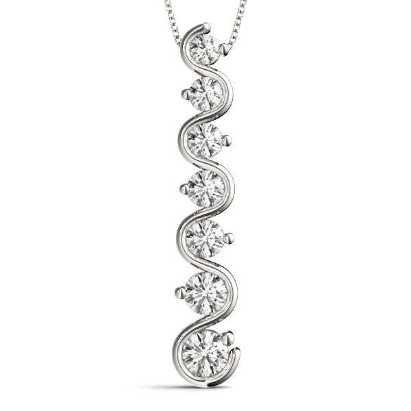 White Platinum Lab Diamond Journey Pendant