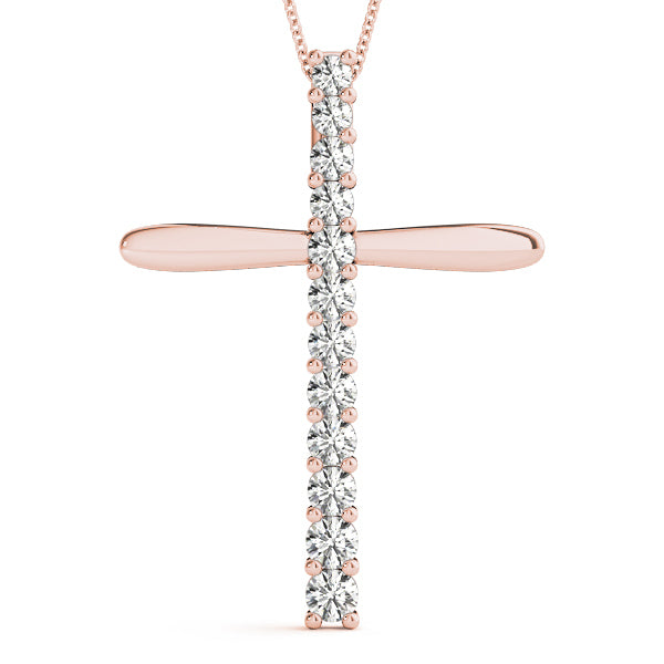 Rose Gold Diamond Religious Cross Pendant