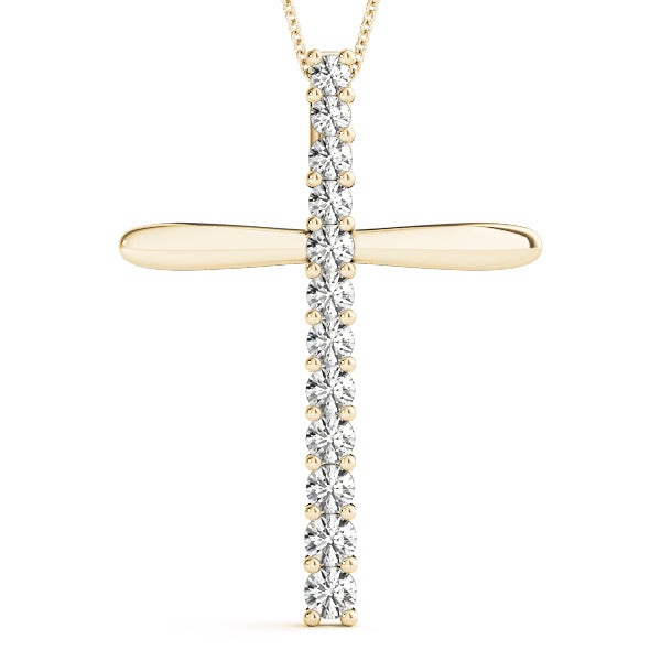14K Yellow Gold Diamond Religious Cross Pendant