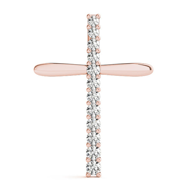 Rose Gold Diamond Religious Cross Pendant
