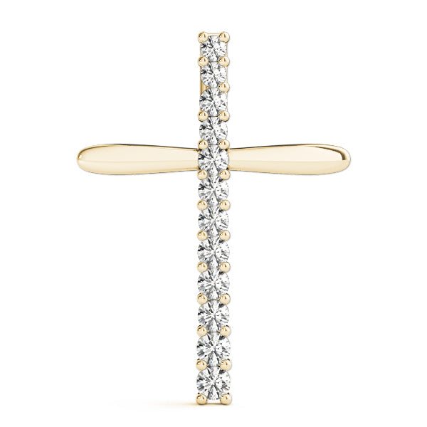 14K Yellow Gold Diamond Religious Cross Pendant