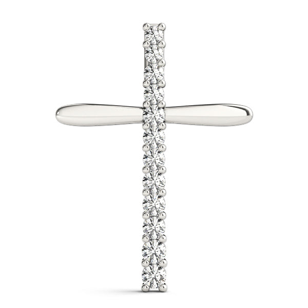 14K White Gold Diamond Religious Cross Pendant