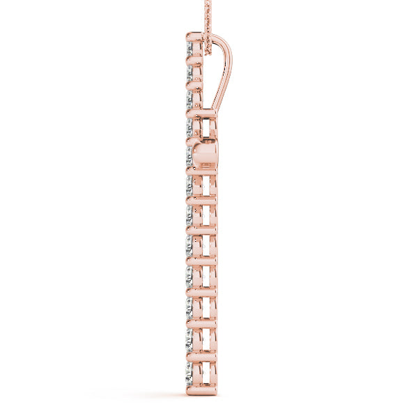 18K Rose Gold Diamond Cross Pendant