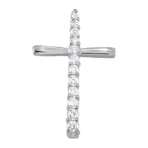 18K White Gold Diamond Cross Pendant
