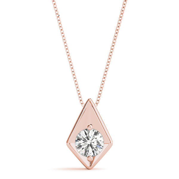 14K Rose Gold 0.5 CT Lab Diamond Pendant Necklace