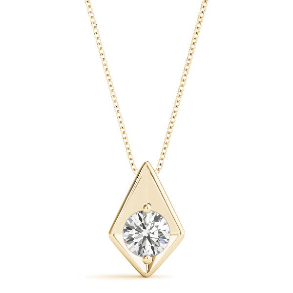 18K Yellow Gold Round Diamond Pendant