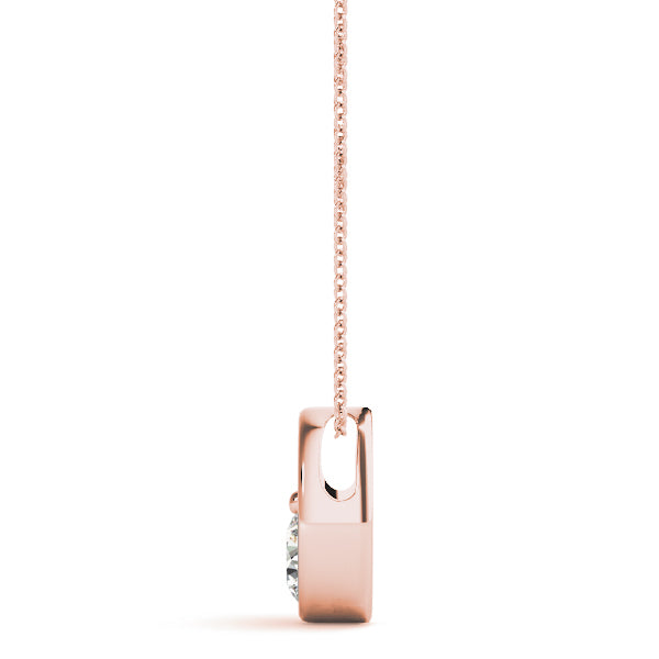 18K Rose Gold Round Diamond Solitaire Pendant
