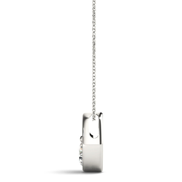 18K White Gold Diamond Solitaire Pendant