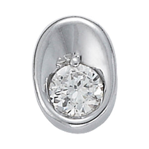 14K White Gold Round Diamond Solitaire Pendant